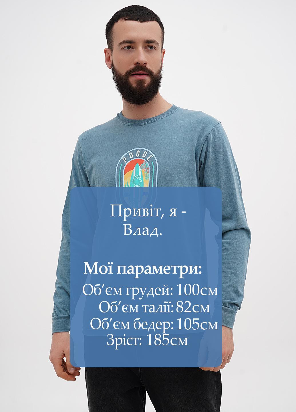 Лонгслів Comfort Colors малюнок сіро-голубий кежуали бавовна