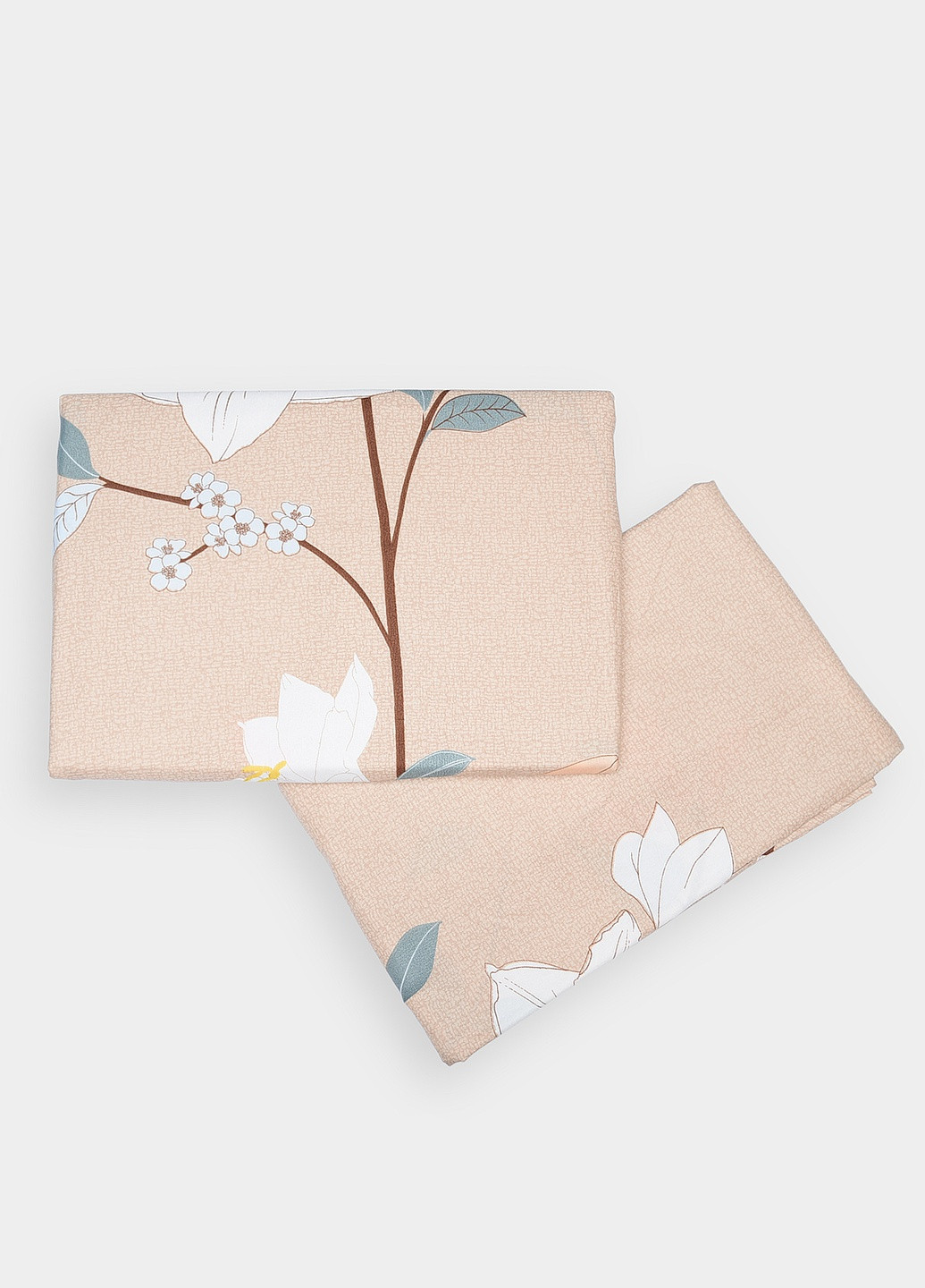 Комплект постільної білизни бежевого кольору з квітковим принтом півторка Let's Shop (256547636)