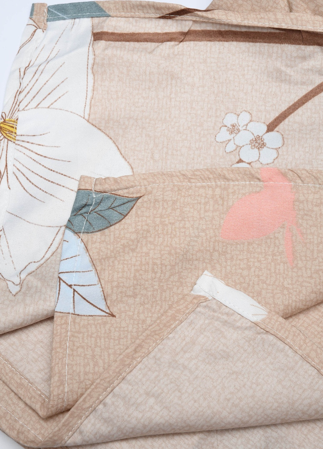 Комплект постельного белья бежевого цвета с цветочным принтом полуторка Let's Shop (256547636)