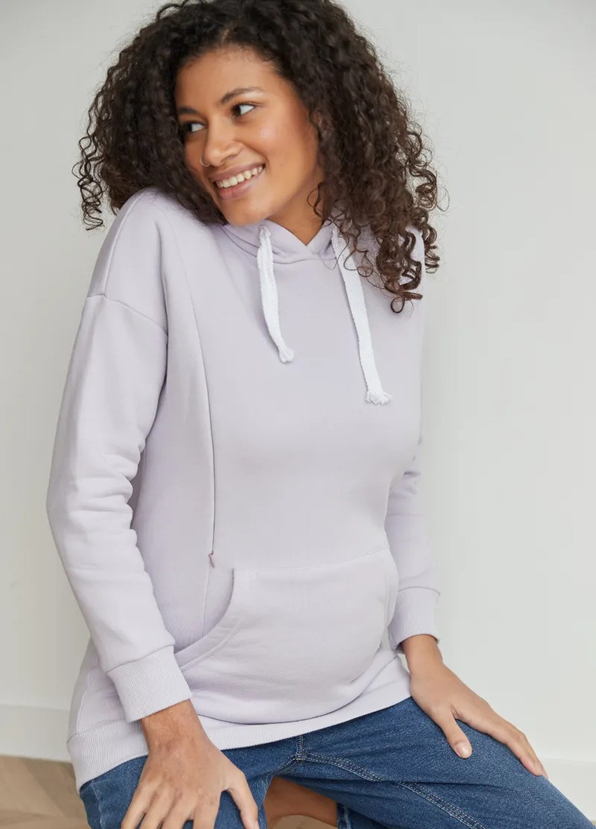 Лавандовый худи свитер для беременных и кормящих с секретом для кормления мягкий на флисе To Be (252365158)