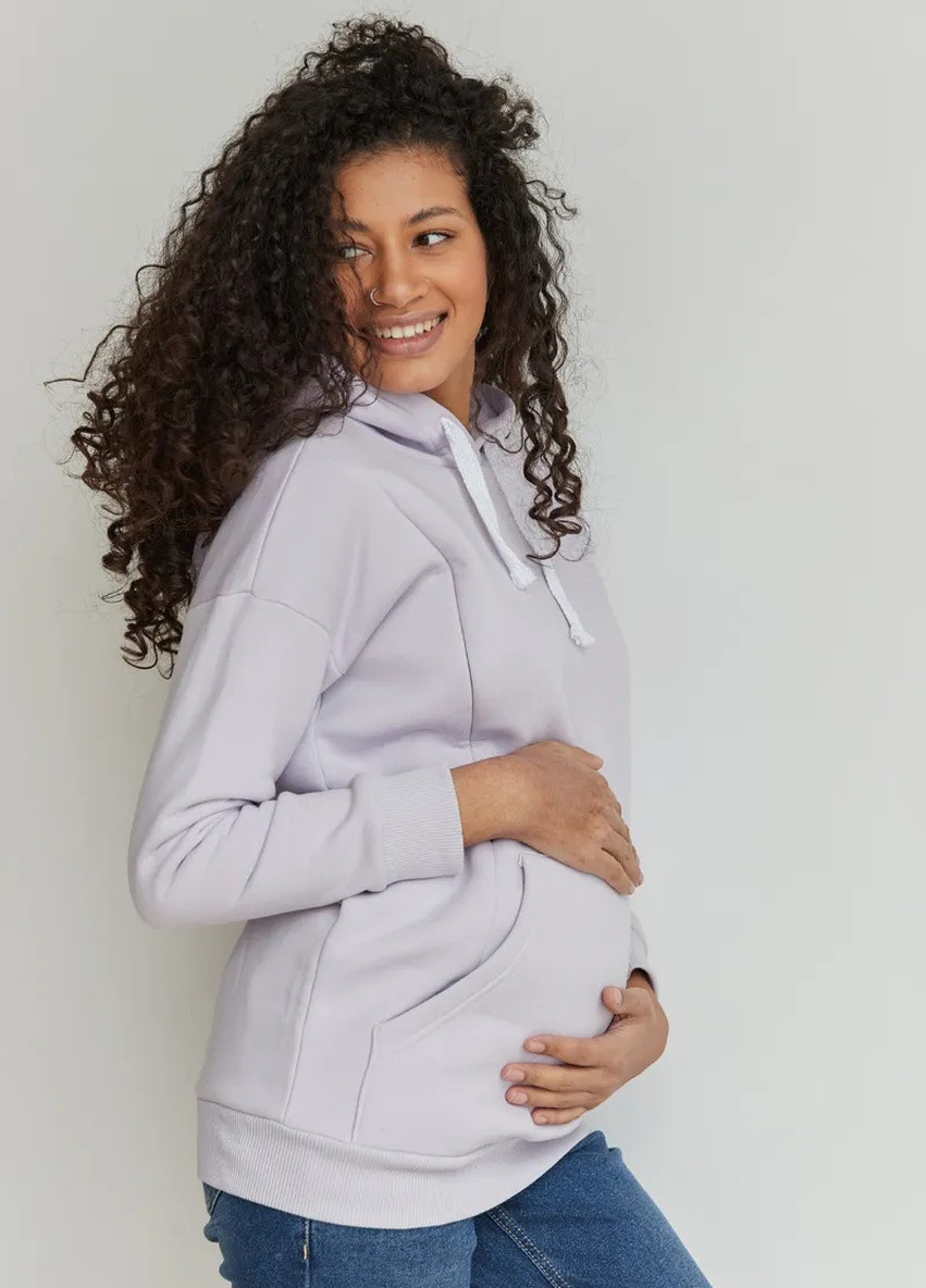 Лавандовый худи свитер для беременных и кормящих с секретом для кормления мягкий на флисе To Be (252365158)
