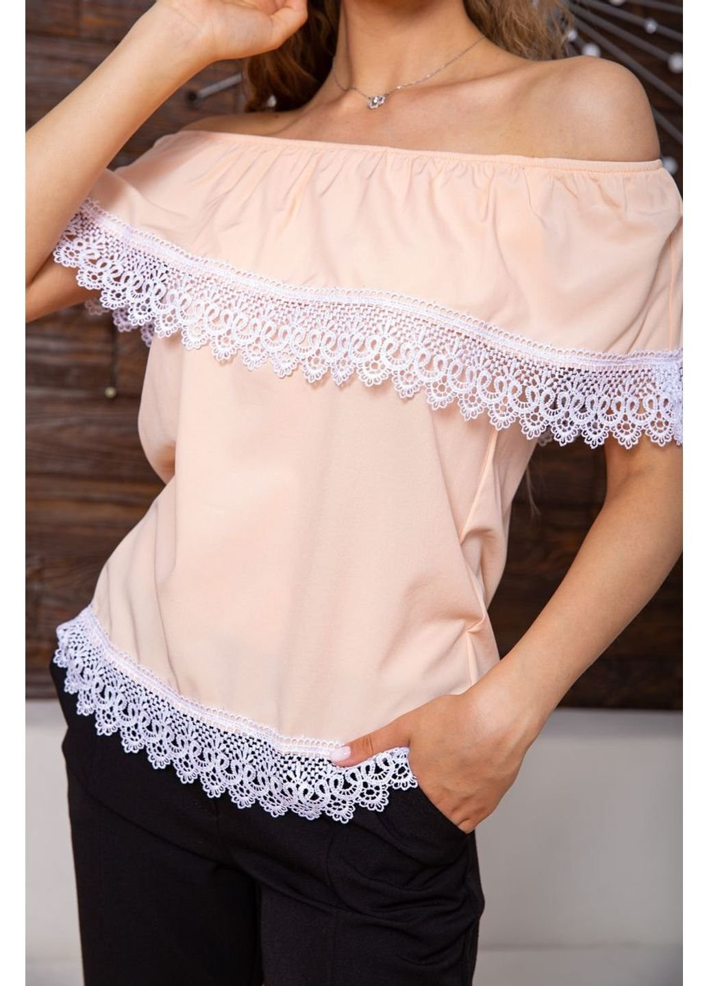 Персиковая демисезонная блуза женская 119r1540-1 Ager