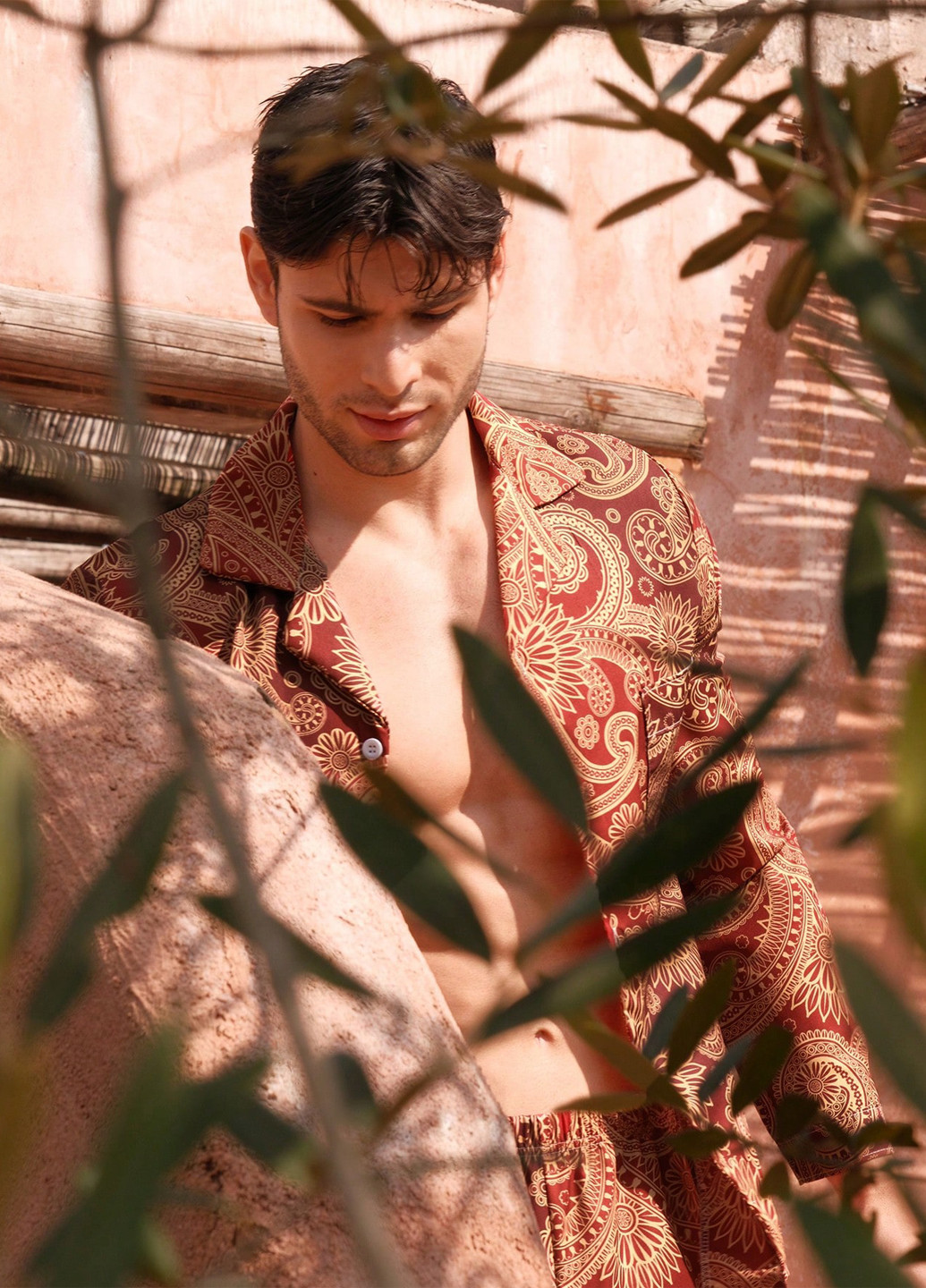 Терракотовый демисезонный костюм (рубашка, брюки) SHEIN