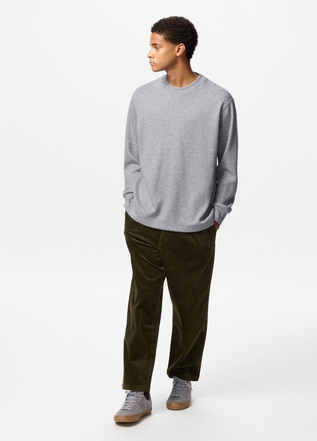 Серый демисезонный кэжуал лонгслив Uniqlo меланж