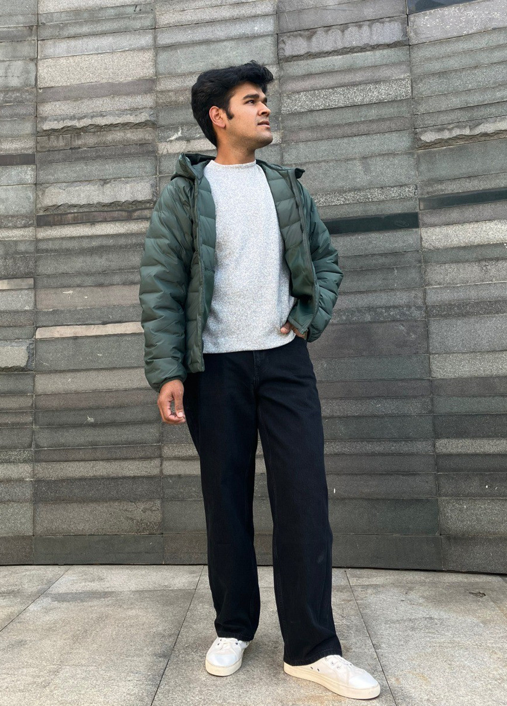 Серый демисезонный кэжуал лонгслив Uniqlo меланж