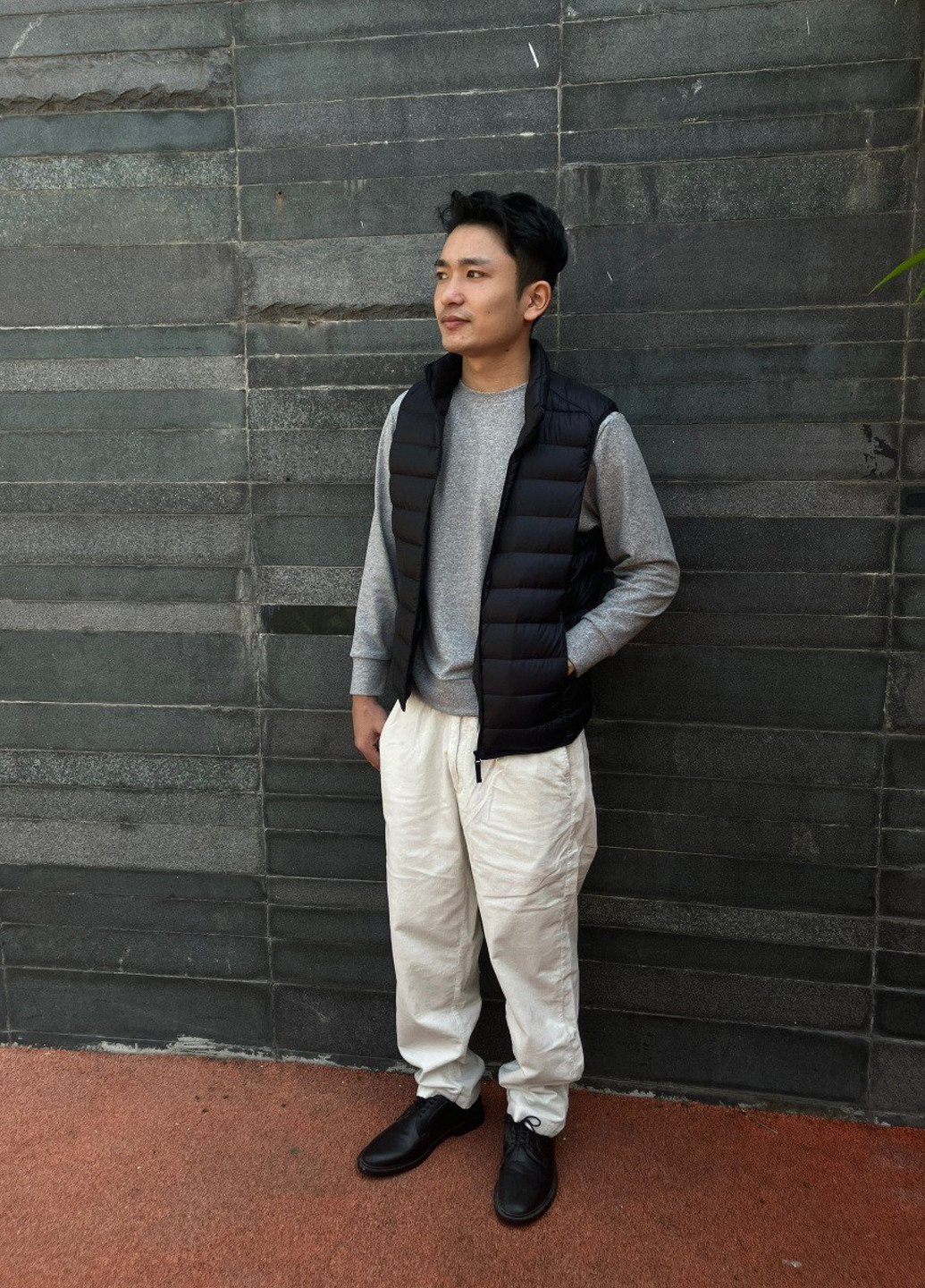 Серый демисезонный кэжуал лонгслив Uniqlo меланж