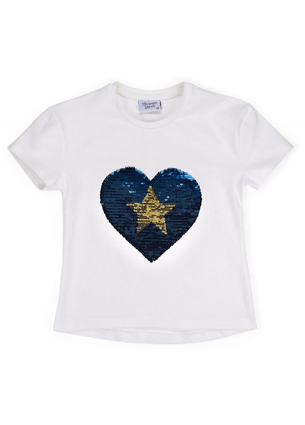 Синяя демисезонная футболка детская с сердцем перевертышем (9287-116g-blue) Breeze
