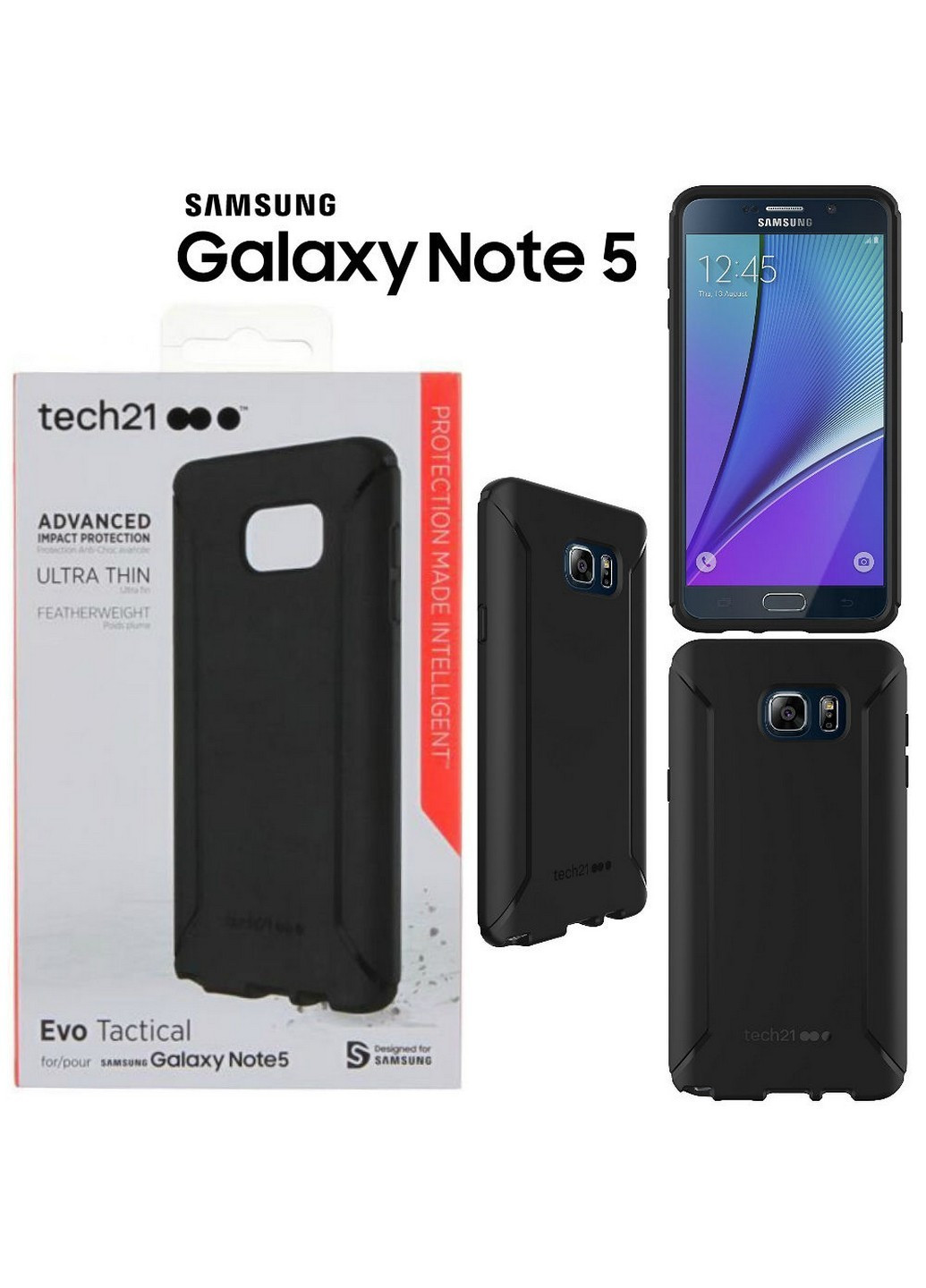 Протиударний чохол Evo Tactical для Samsung Galaxy Note 5 Чорний Tech21 (214659176)