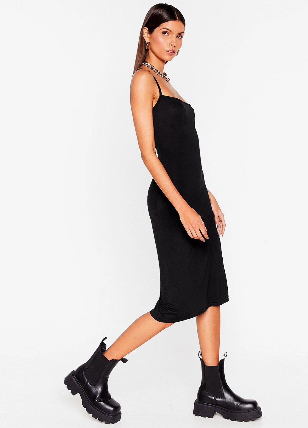 Черное кэжуал платье футляр Boohoo однотонное