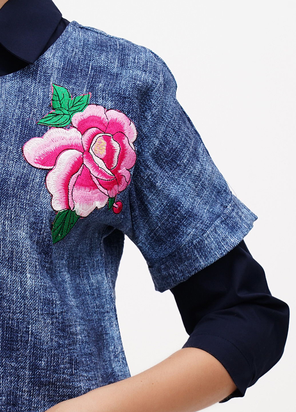 Темно-синій демісезонний комплект (сукня, блуза) Sassofono Club