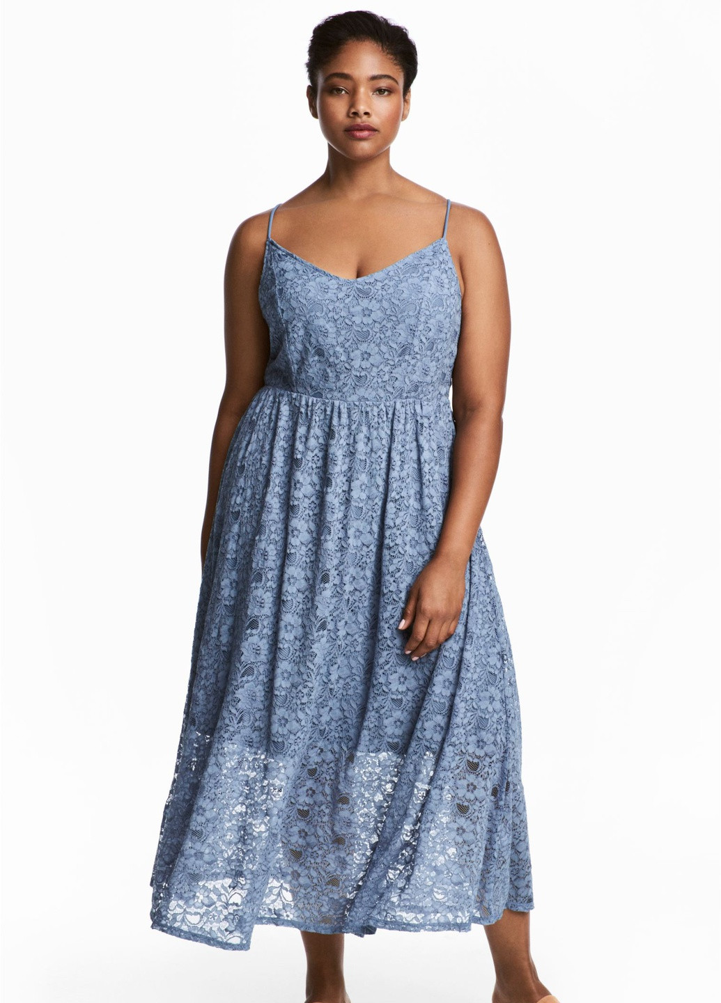 Светло-синее повседневный платье кружевное H&M однотонное