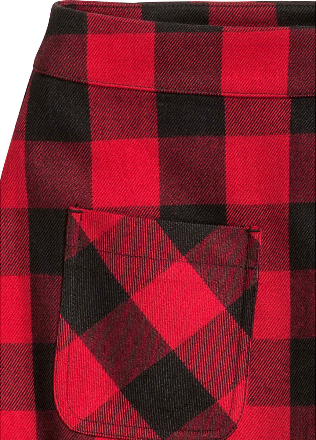 Красная кэжуал в клетку юбка H&M а-силуэта (трапеция)