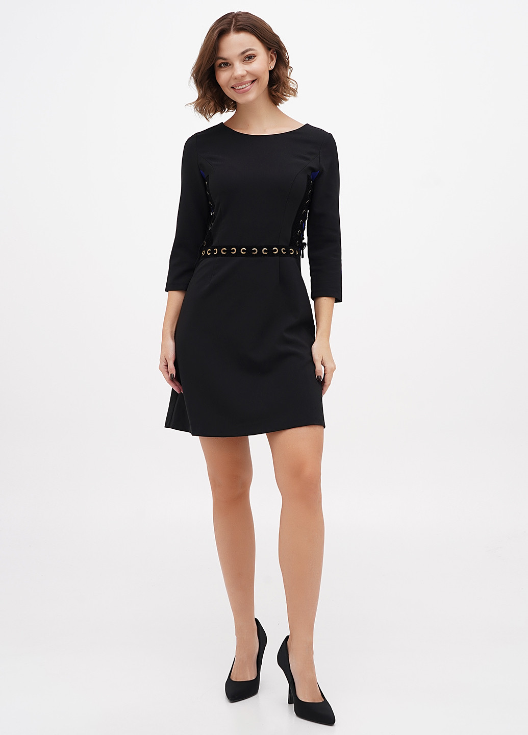 Черное кэжуал платье силуэтная Sassofono однотонное