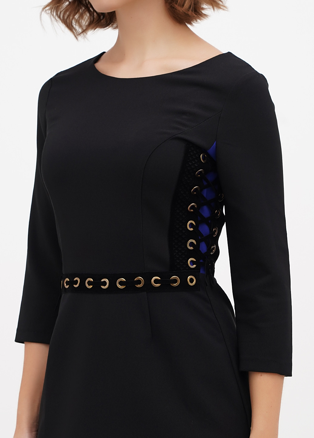 Черное кэжуал платье силуэтная Sassofono однотонное