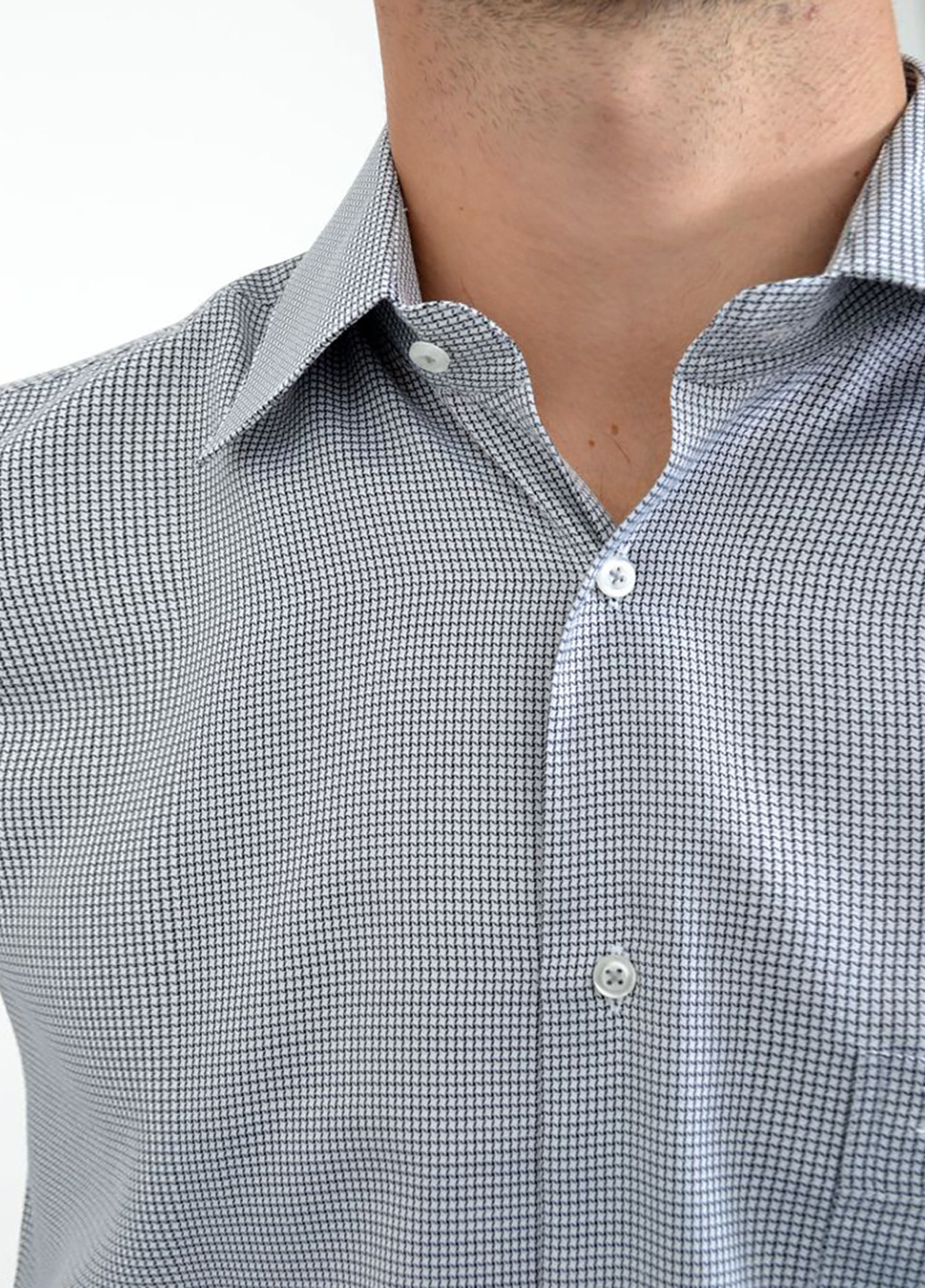 Светло-серая кэжуал рубашка с геометрическим узором Pier Pasonili с длинным рукавом