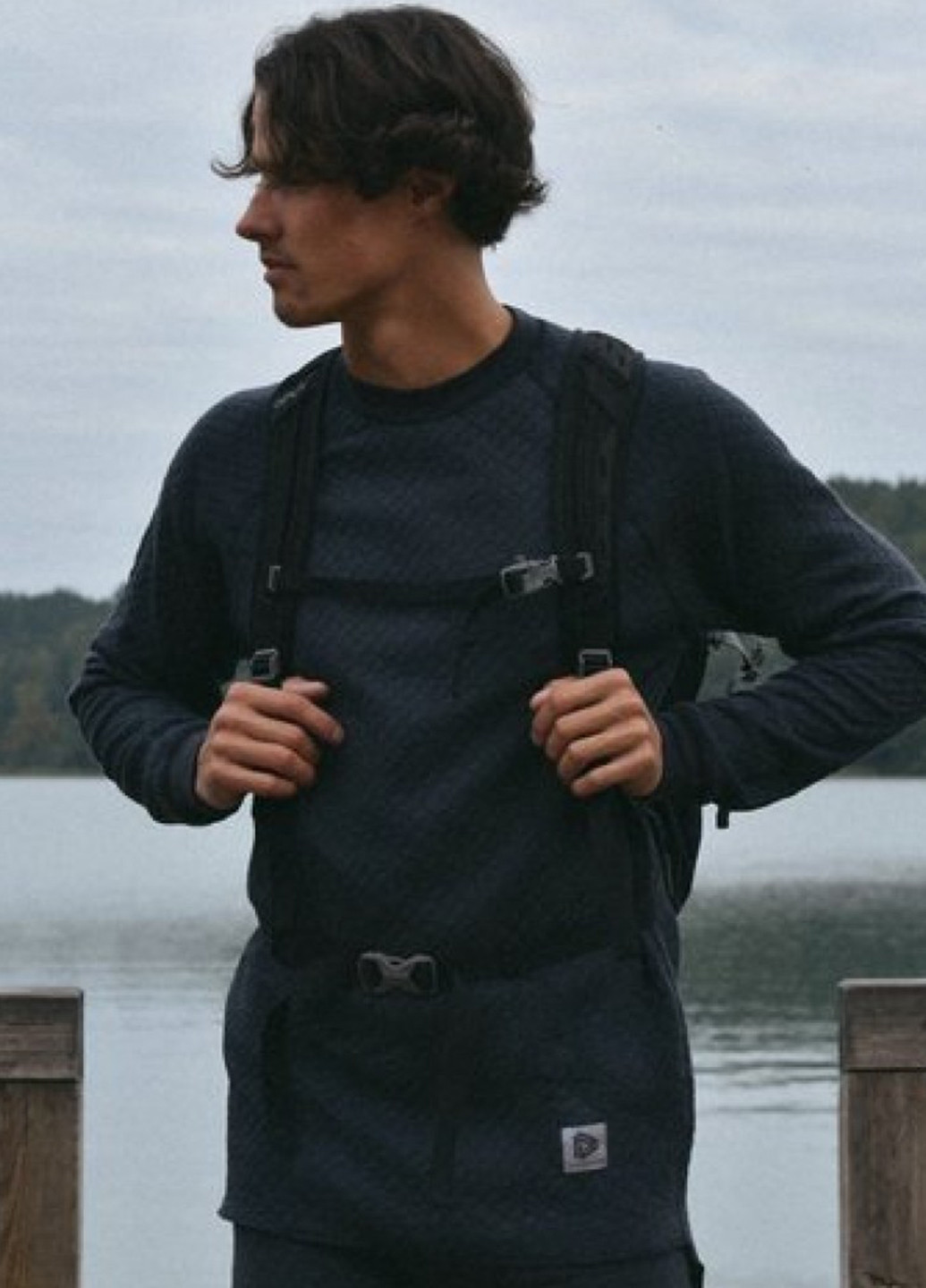 Лонгслів Thermowave 3 IN 1 однотонний темно-сірий кежуали, спортивні вовна, поліпропілен