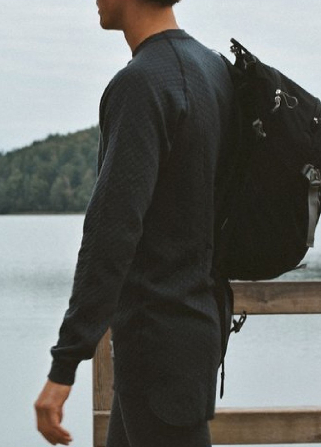 Лонгслів Thermowave 3 IN 1 однотонний темно-сірий кежуали, спортивні вовна, поліпропілен