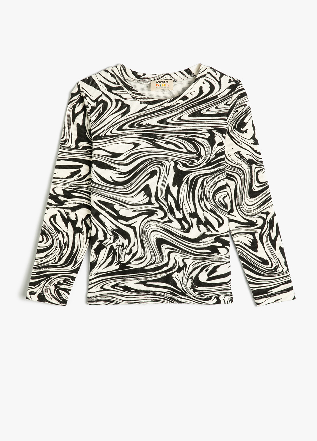 Черно-белый демисезонный кэжуал лонгслив KOTON с абстрактным узором