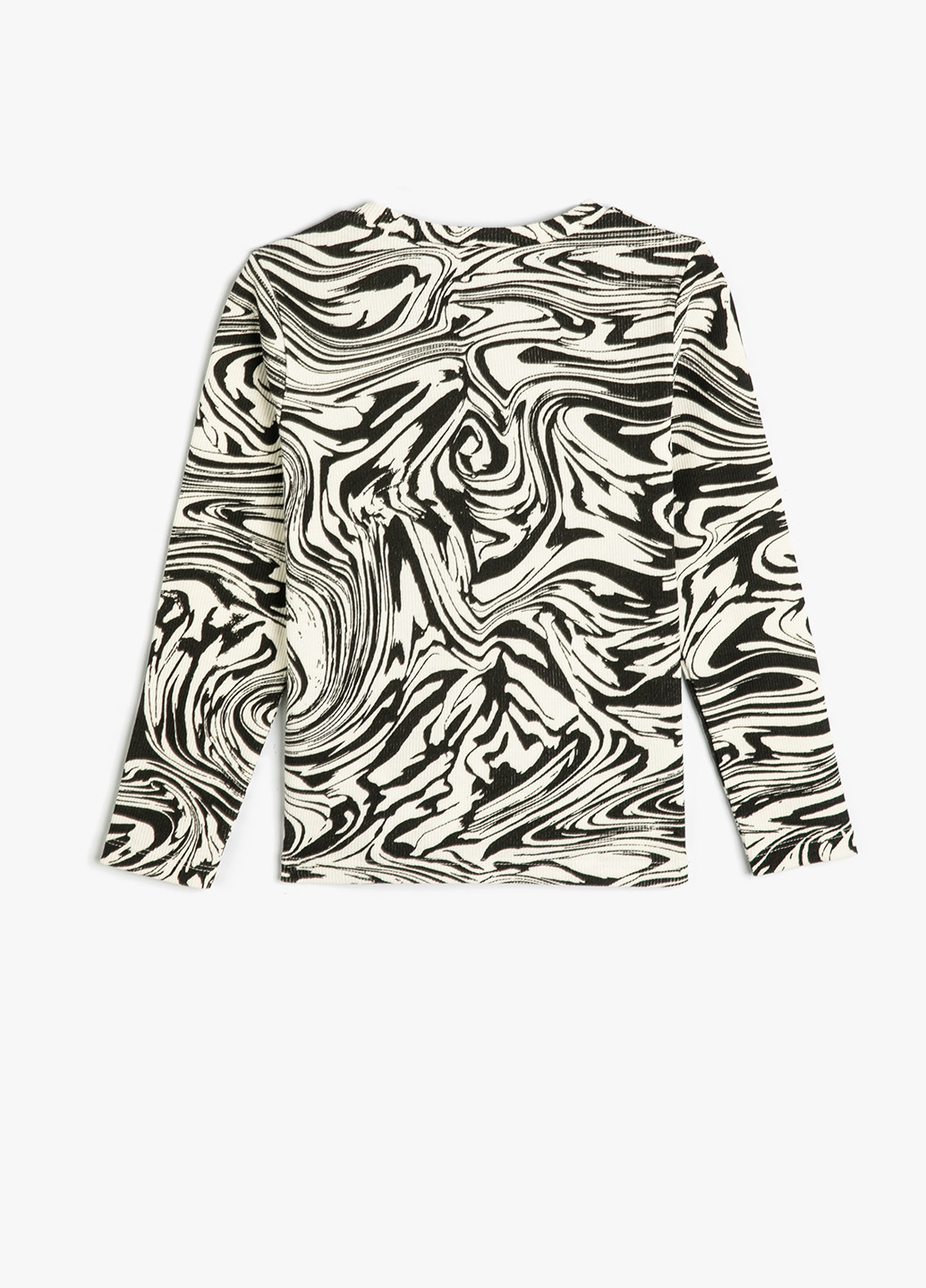 Черно-белый демисезонный кэжуал лонгслив KOTON с абстрактным узором
