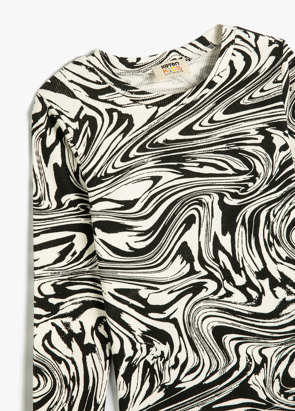 Черно-белый демисезонный кэжуал лонгслив KOTON с абстрактным узором