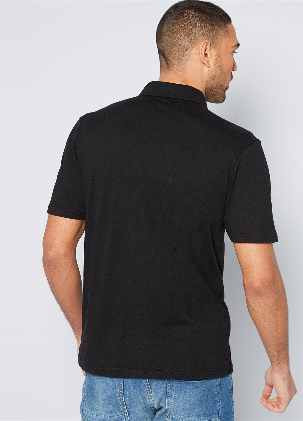 Черная футболка-поло для мужчин Studio однотонная