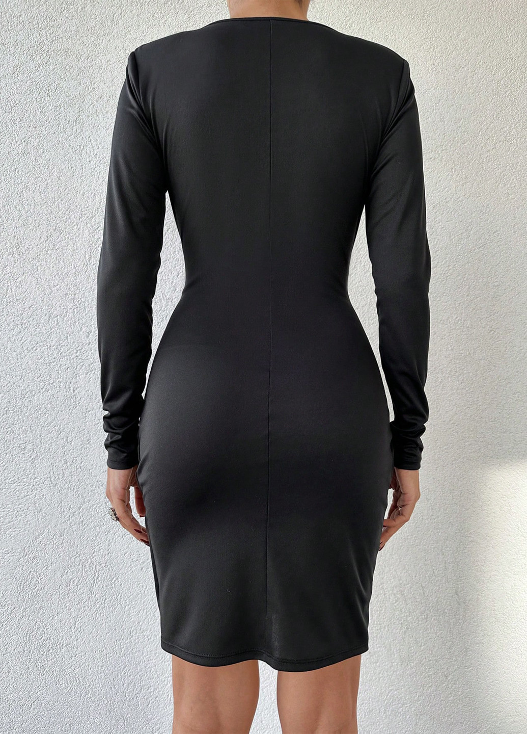 Черное кэжуал, деловое платье силуэтная SHEIN однотонное