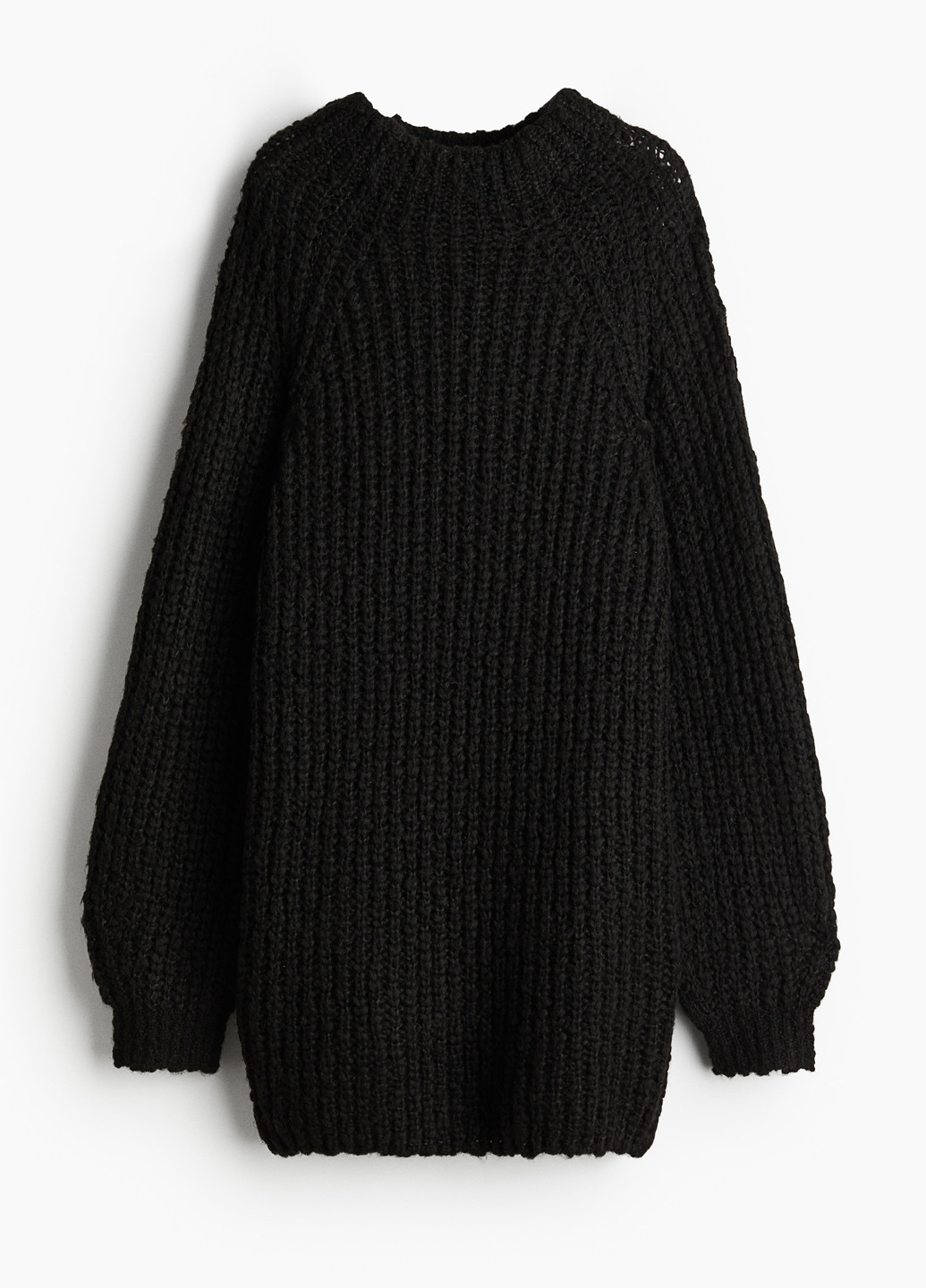 Черное кэжуал платье платье-свитер H&M однотонное