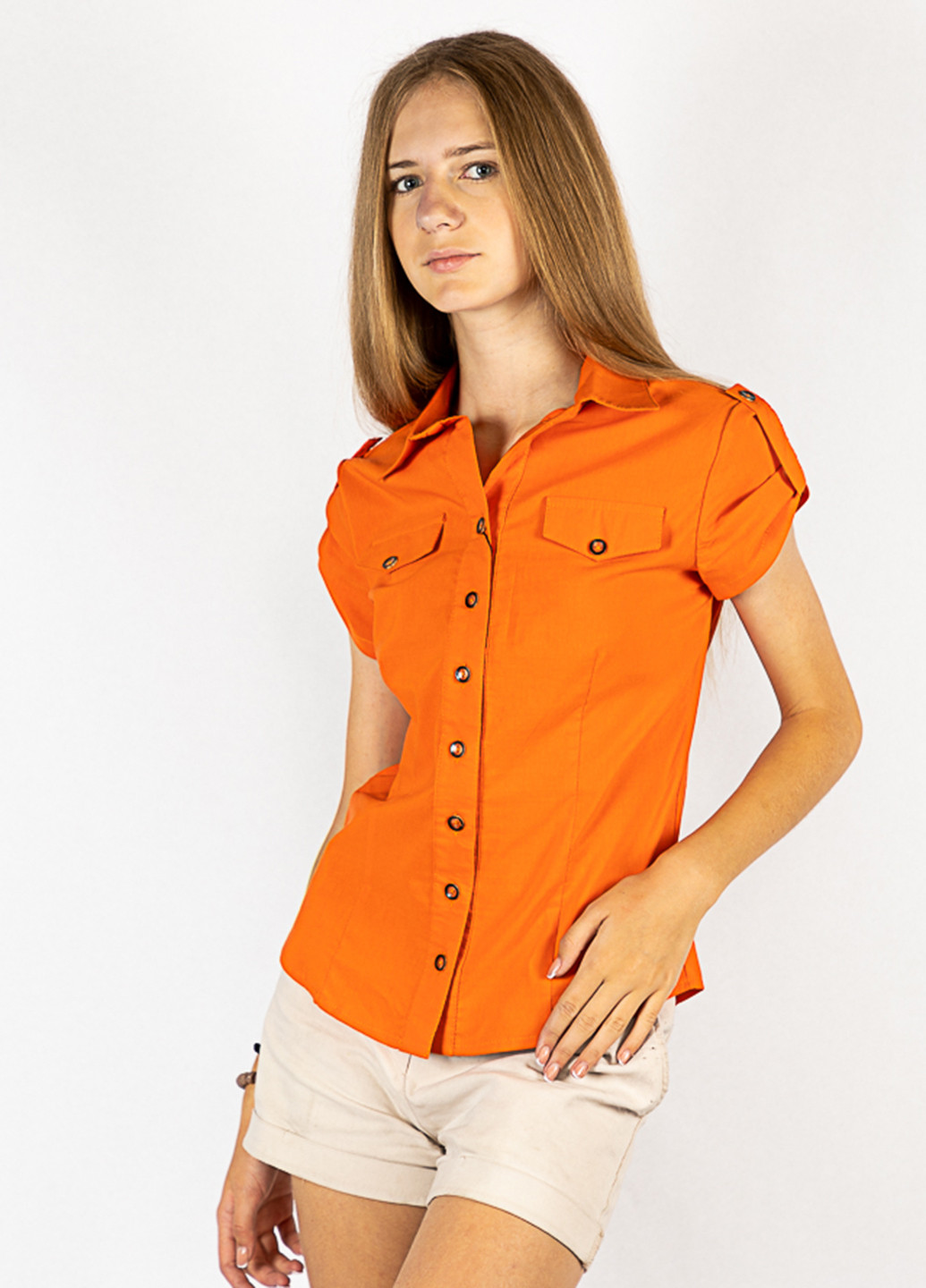 Оранжевая кэжуал рубашка однотонная Time of Style