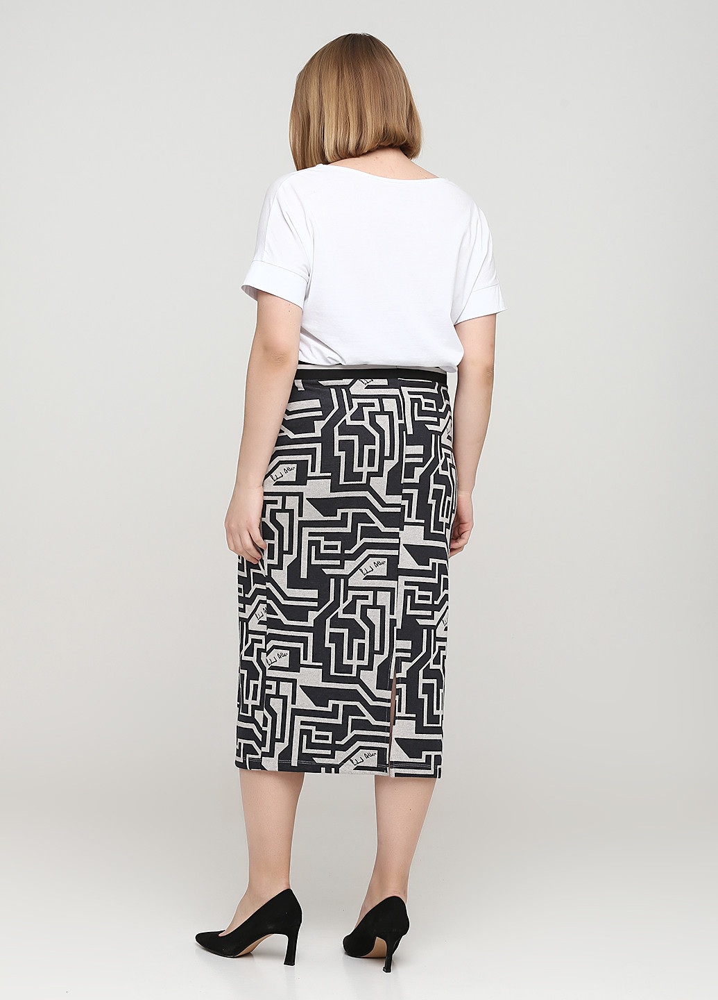 Черно-белая кэжуал с геометрическим узором юбка H&M карандаш