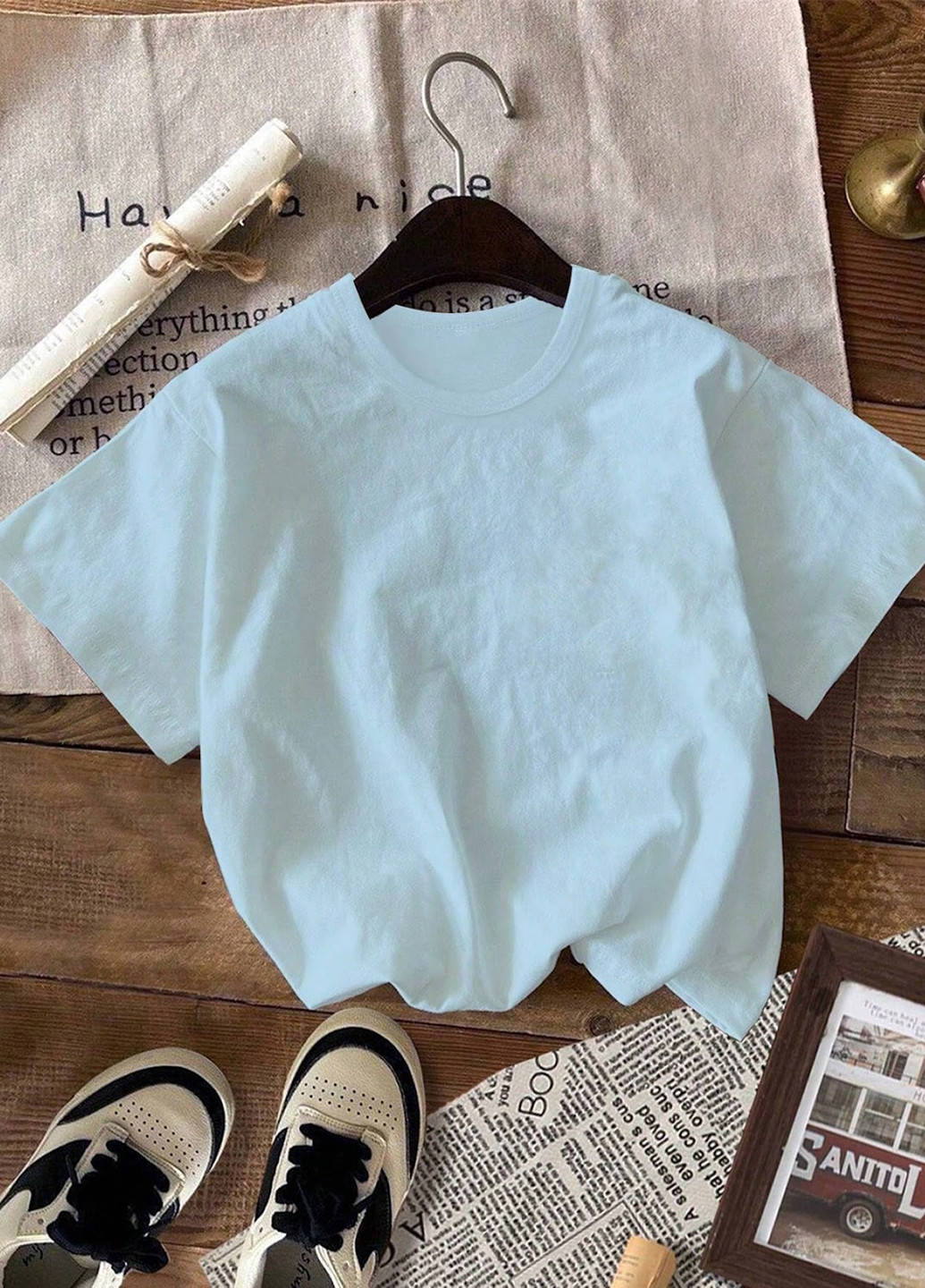 Голубая летняя футболка SHEIN