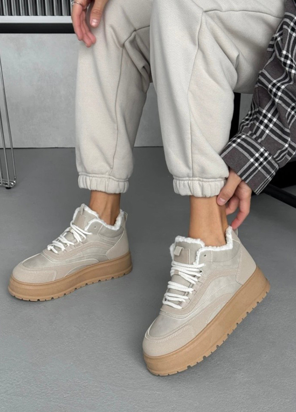 Кроссовки Bashili бежевые зима (365452521)