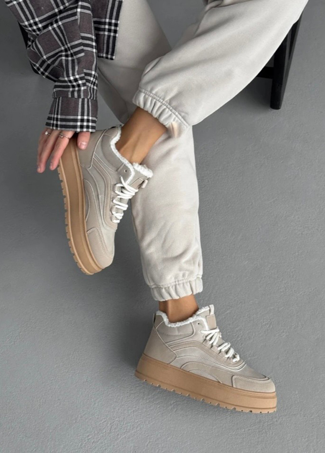 Кроссовки Bashili бежевые зима (365452521)