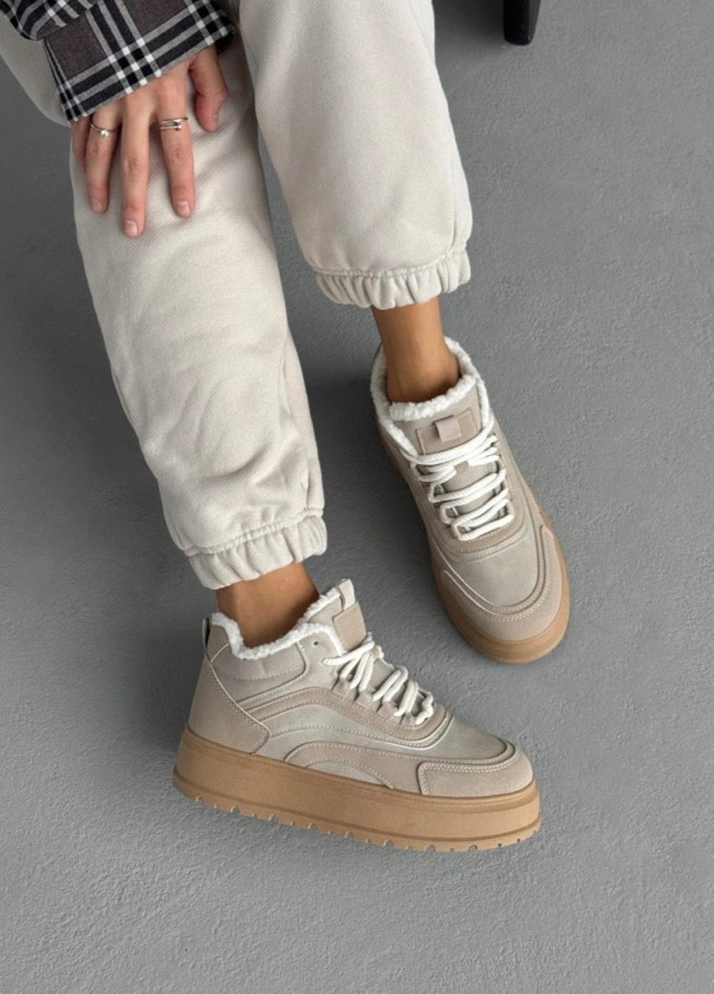 Кроссовки Bashili бежевые зима (365452521)