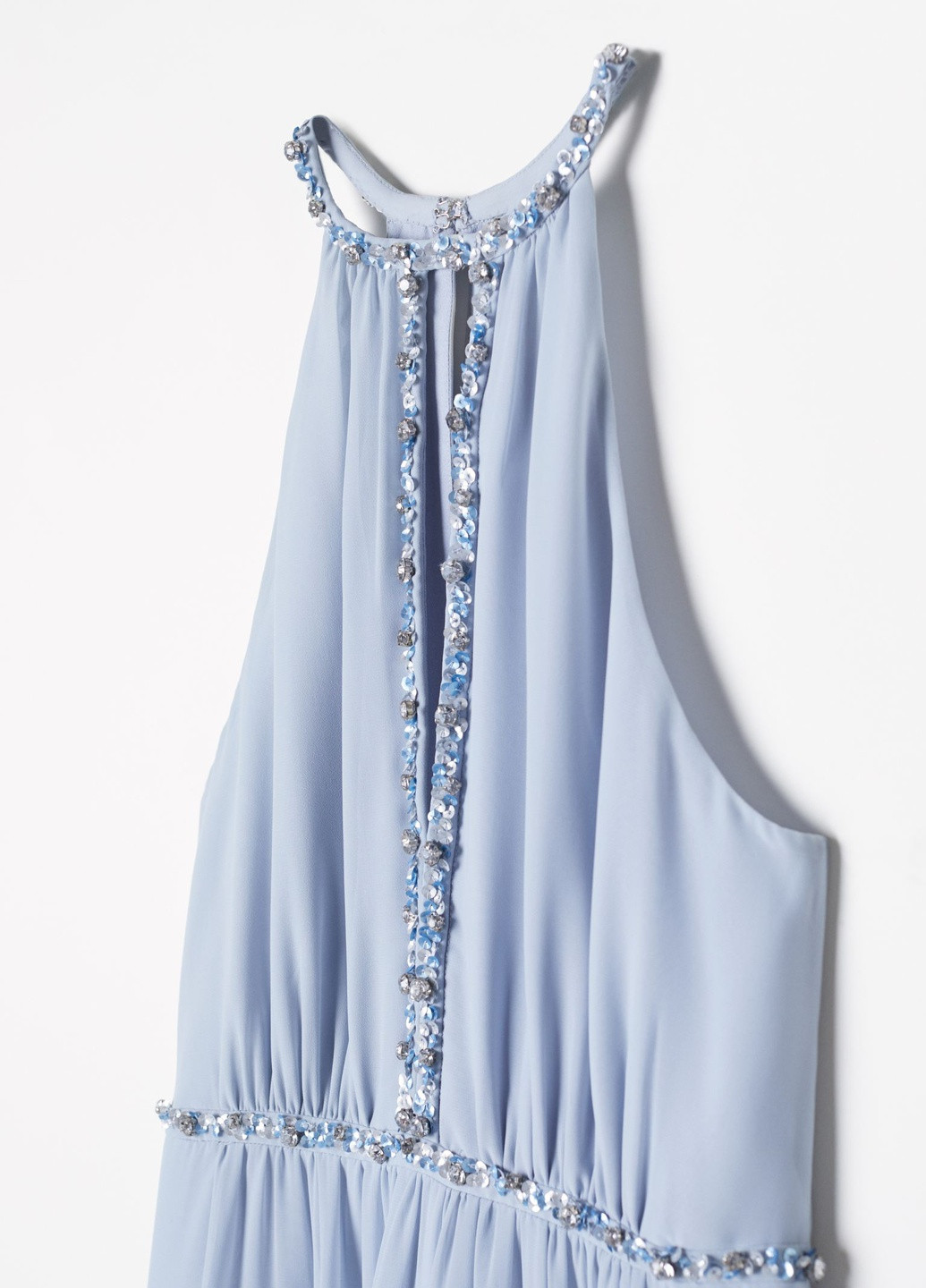 Блакитна святковий довга сукня H&M однотонна