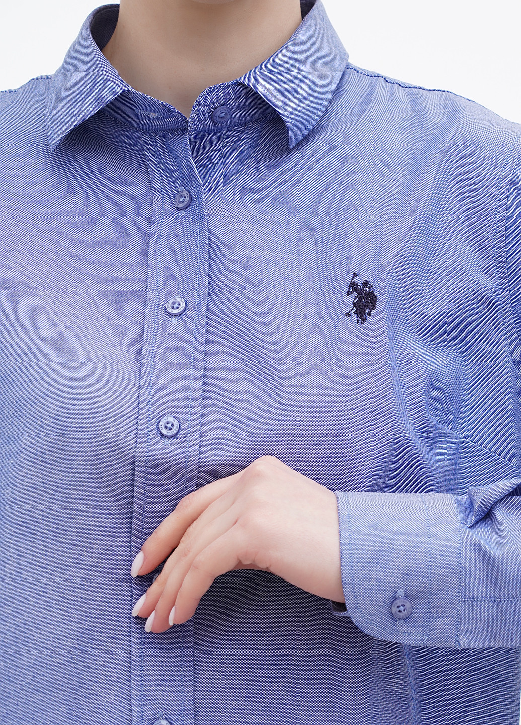 Синяя кэжуал рубашка однотонная U.S. Polo Assn.