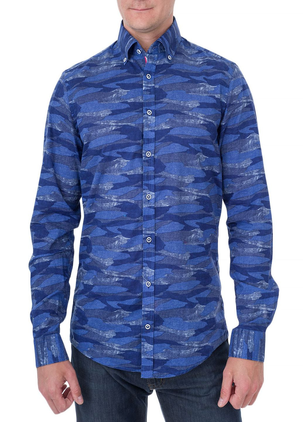 Синяя рубашка с абстрактным узором Venti