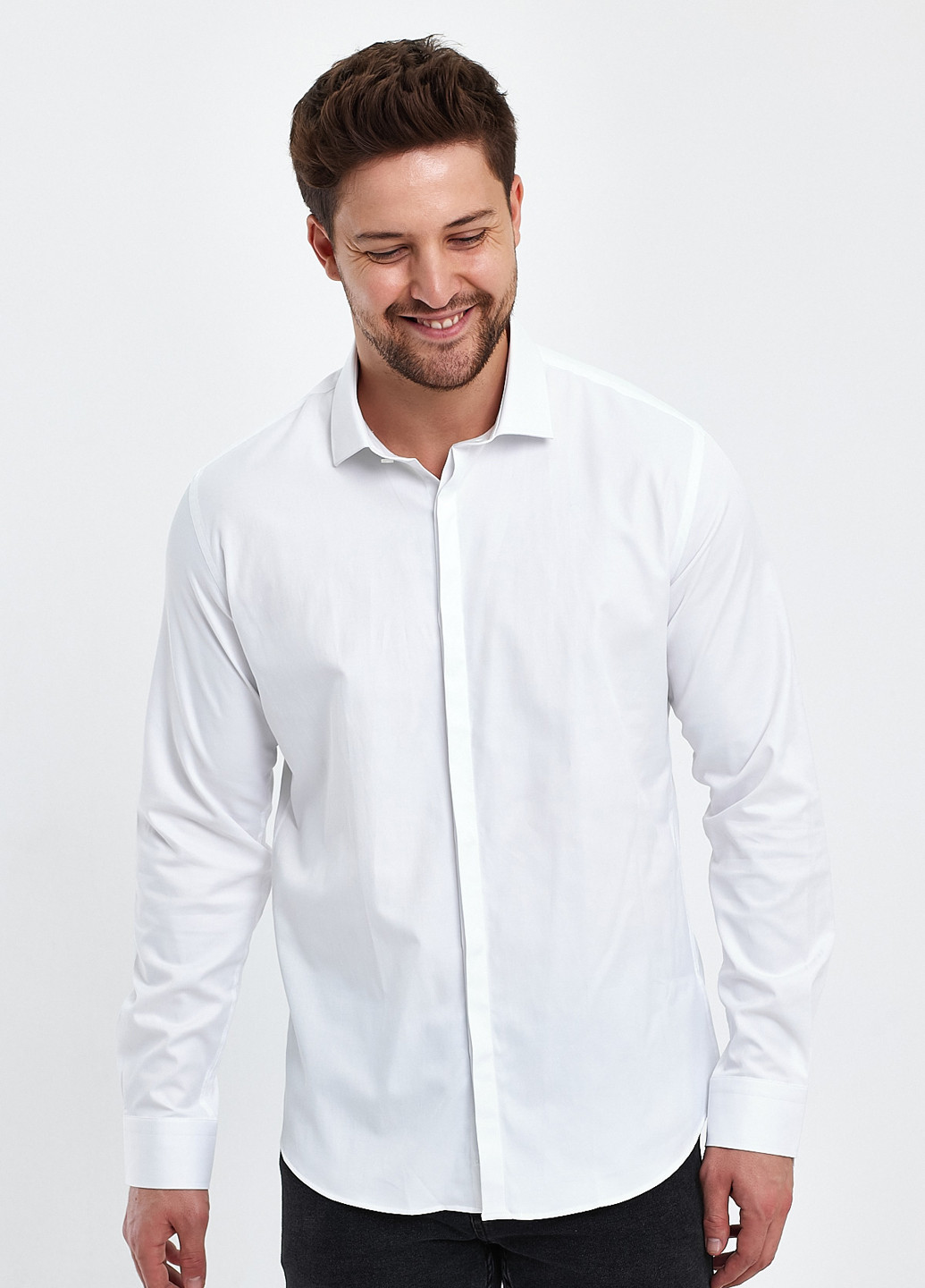 Белая кэжуал, классическая рубашка однотонная Trend Collection