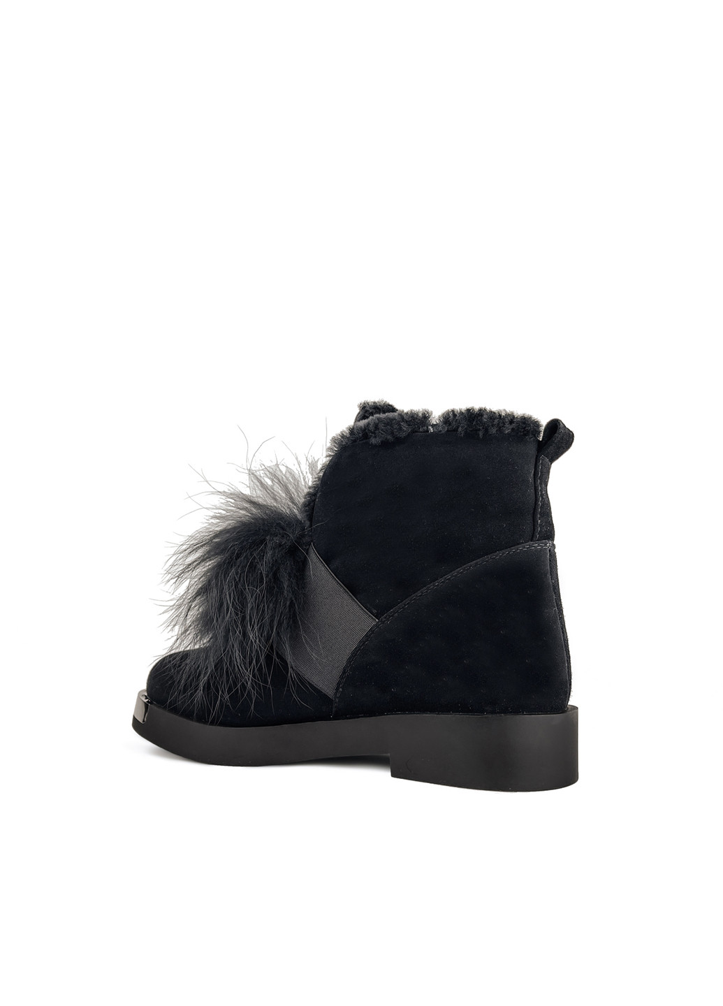 Зимние ботинки женские черные замшевые с мехом зимние Brocoli из натуральной замши
