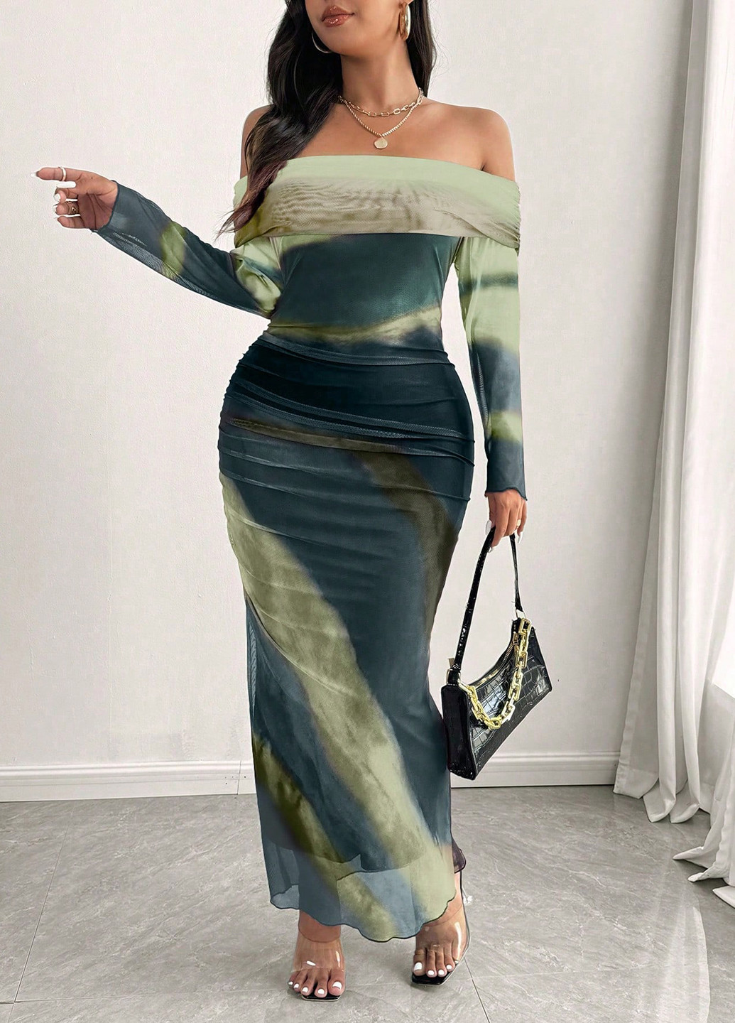 Комбінована вечірня сукня а-силует SHEIN тай-дай