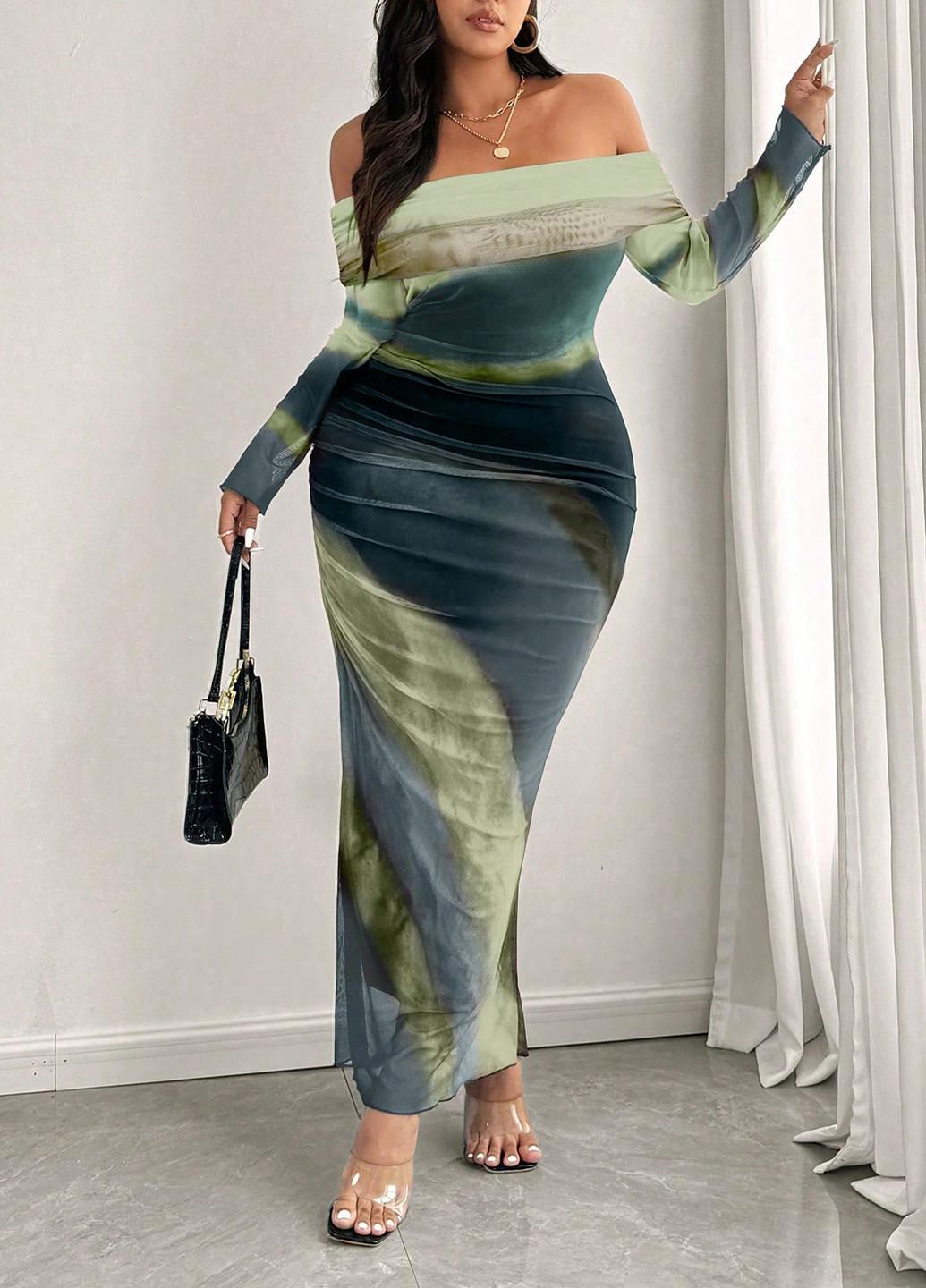 Комбінована вечірня сукня а-силует SHEIN тай-дай