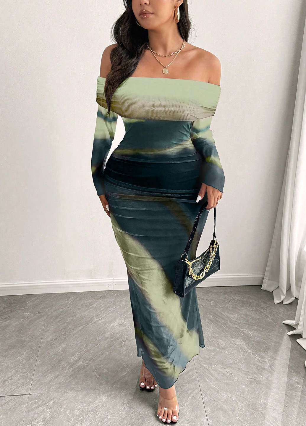 Комбінована вечірня сукня а-силует SHEIN тай-дай