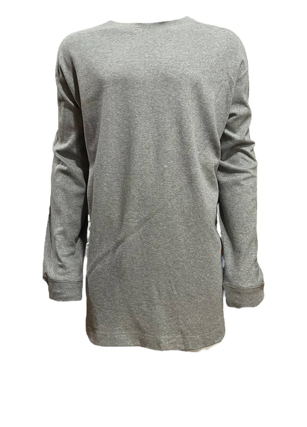Лонгслів Roundtree & Yorke меланж сірий кежуали бавовна, трикотаж
