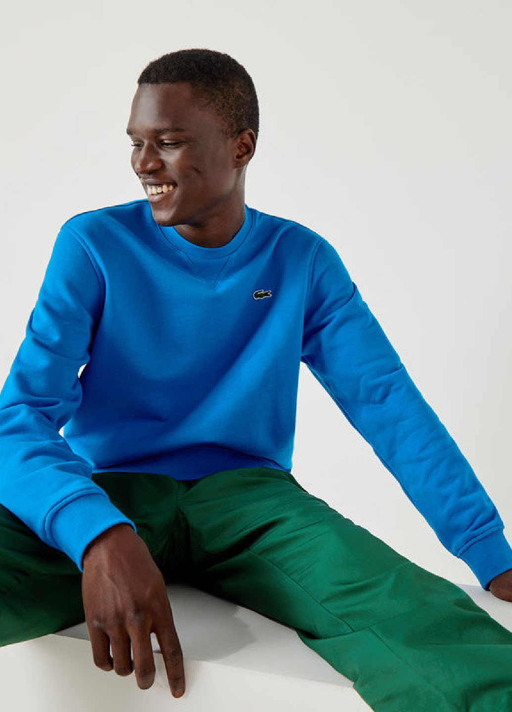 Синій світшот Lacoste однотонний нашивки (329694600)