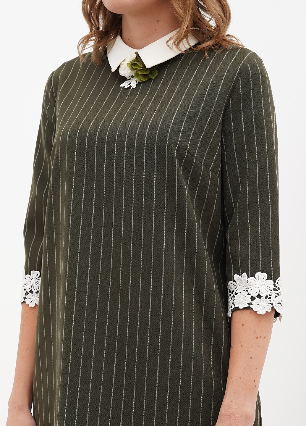 Темно-зелена кежуал сукня Sassofono в смужку