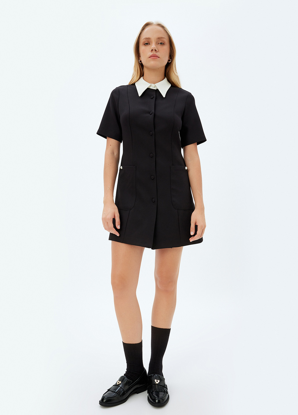 Черно-белое кэжуал платье KOTON однотонное