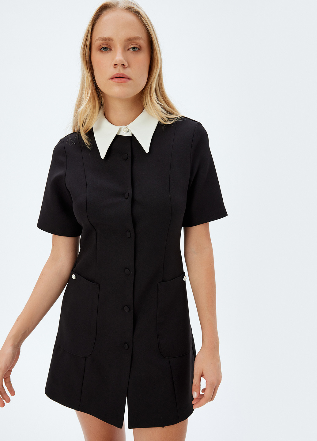 Черно-белое кэжуал платье KOTON однотонное