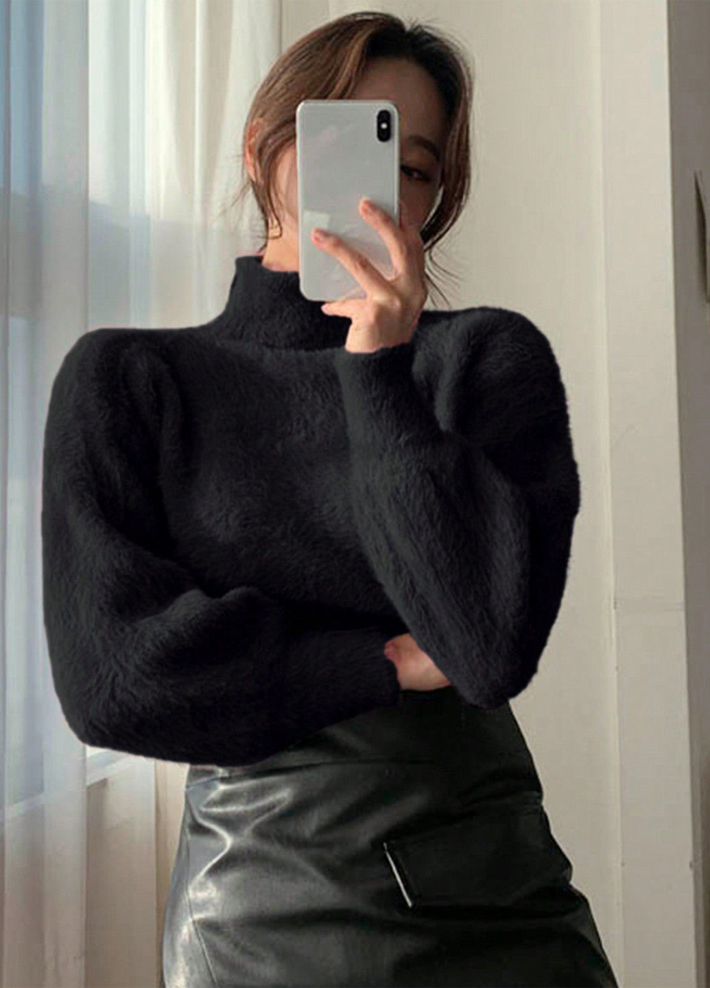 Черный зимний свитер SHEIN