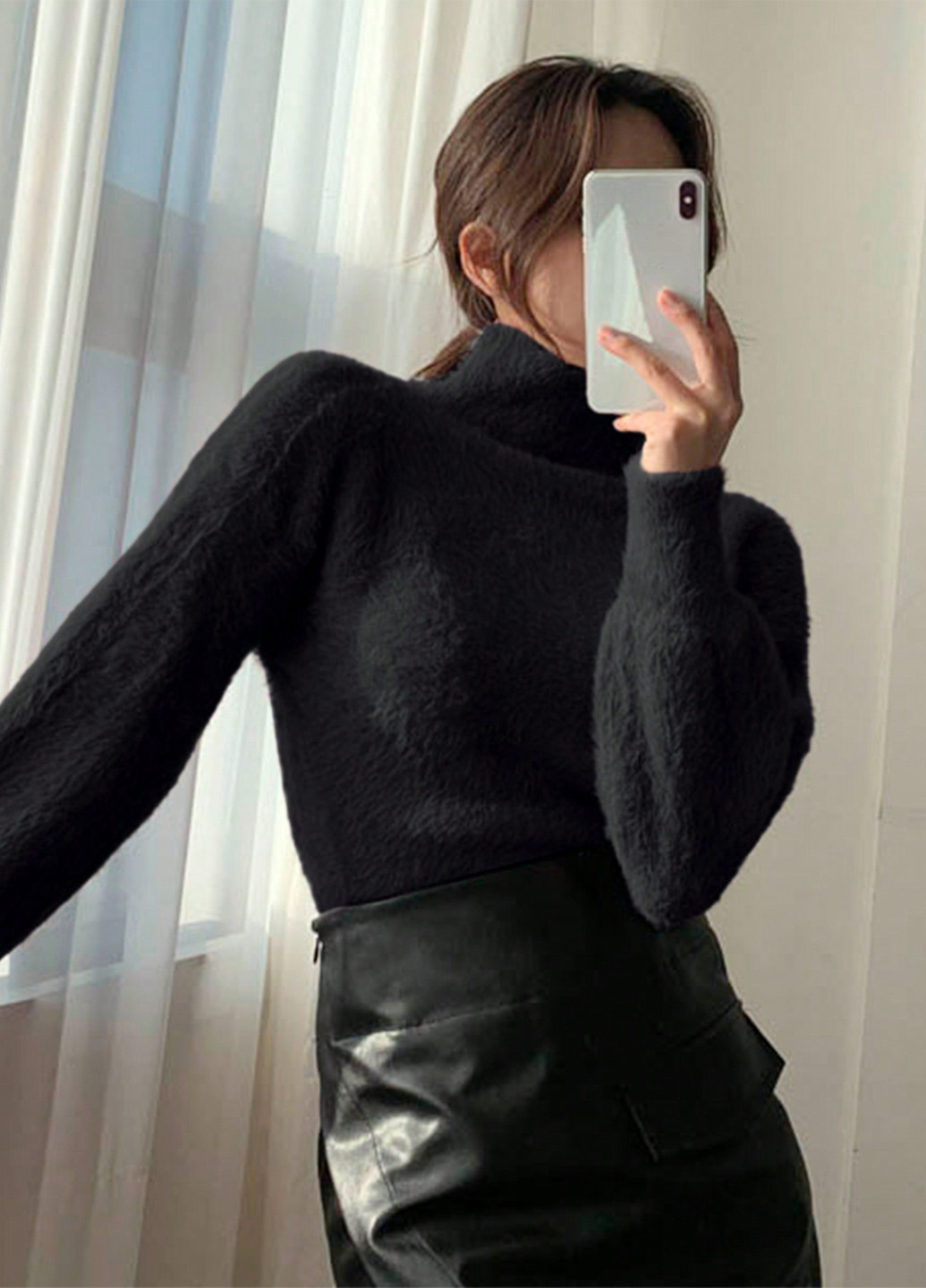 Черный зимний свитер SHEIN
