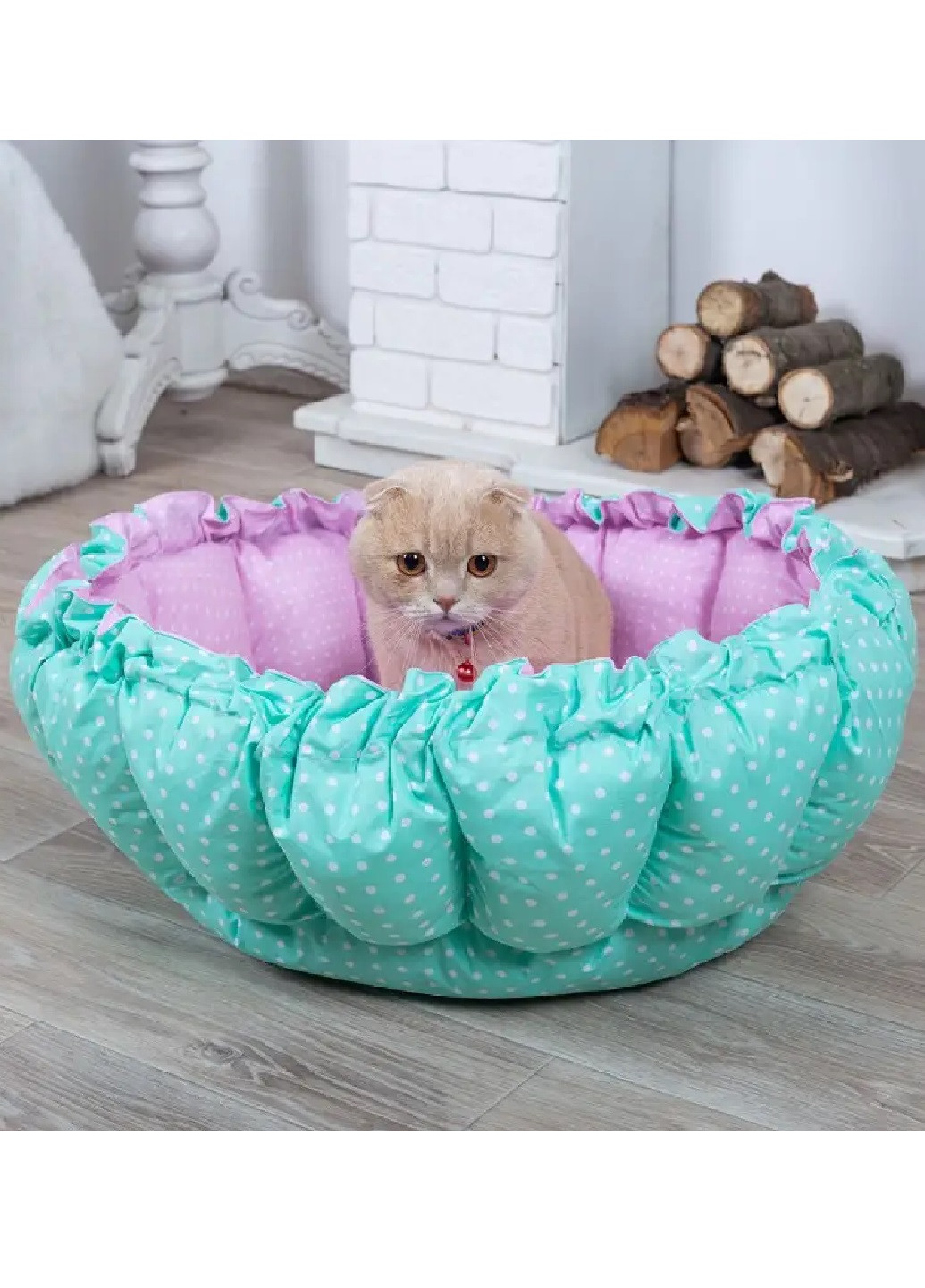 Лежак лежанка для котів та собак корзина спальне місце d 100 см (0578455-De) Бірюзовий з рожевим Francesco Marconi (250472308)
