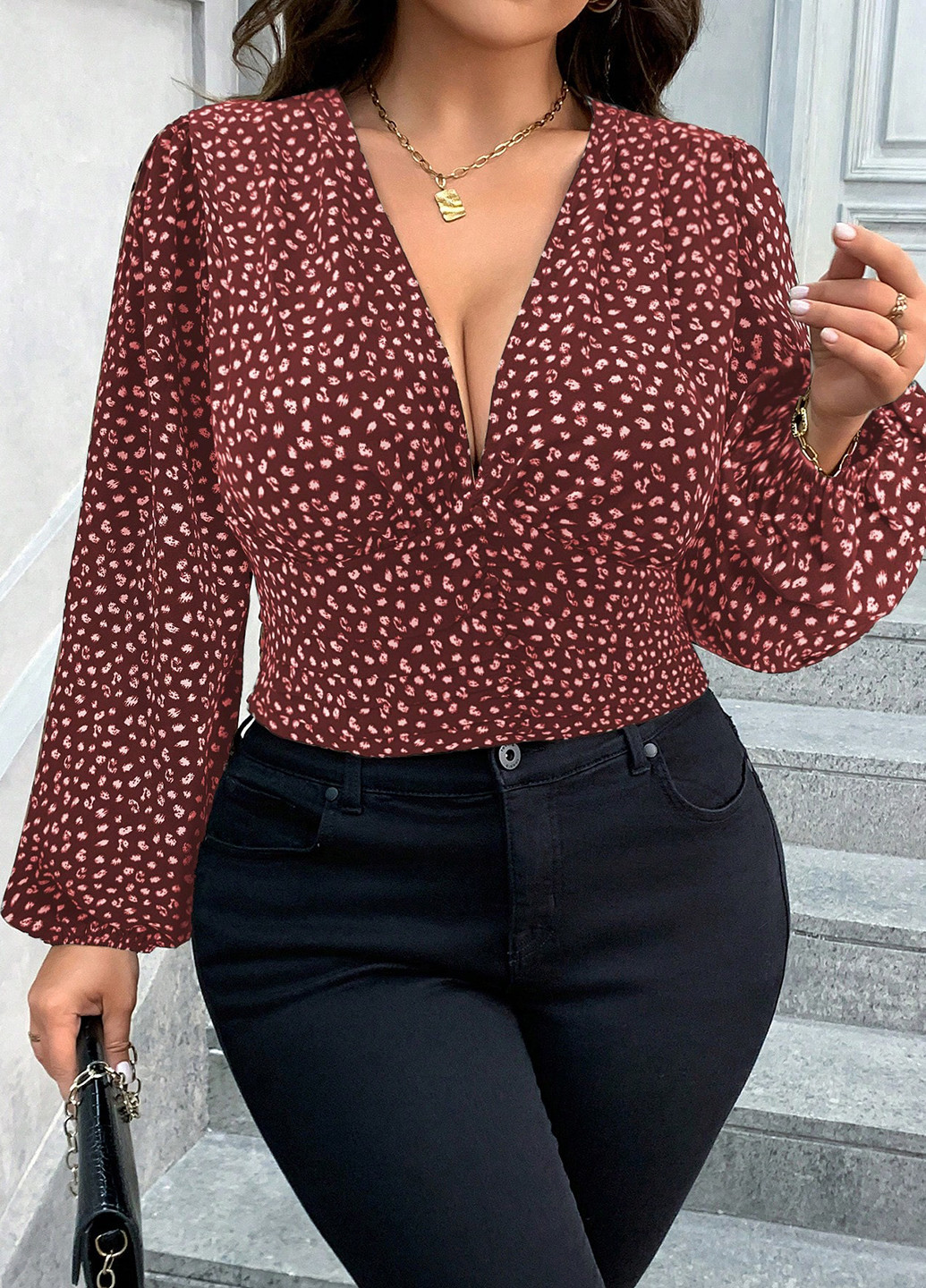 Бордовая блуза SHEIN